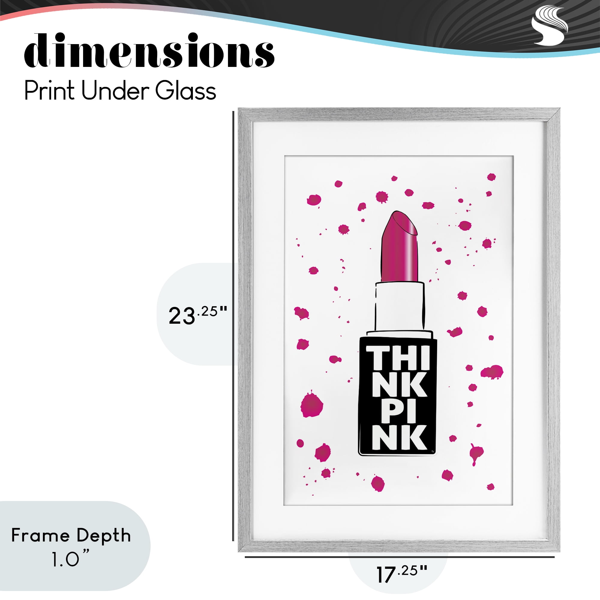 Stupell Industries Think Pink Lipstick Gray Framed Print Under Glass, design by Martina Pavlova