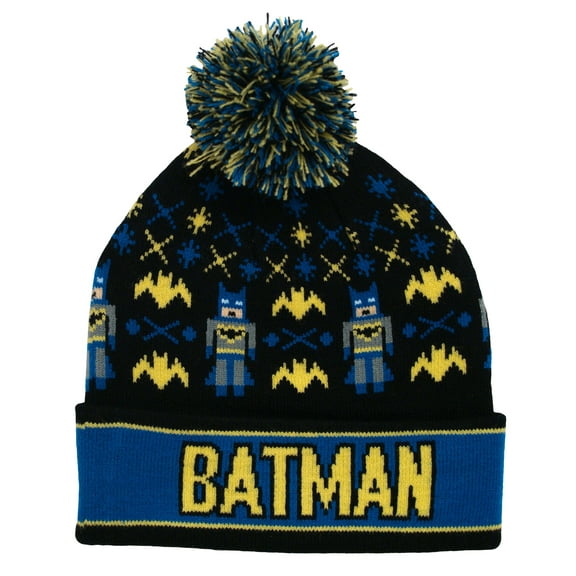 Batman DC Comics Intarsia Comic Book Movie Universal Pom Beanie Winter Knit Hat