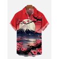 thumbnail image 5 of Camisa hawaiana de manga corta con cuello vuelto, estampado floral tropical Ukiyo-E y samurái japonés, moda 2024, 5 of 5