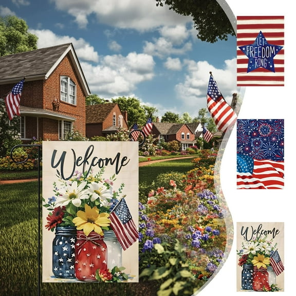 HengDidi Double-Sided 4th of July Garden Flag - 12x18 Inch Patriotic USA Flag Decor for Yard, Farmhouse & Indoor/Outdoor Celebrations (Fade-Resistant Polyester)