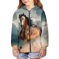 thumbnail image 5 of Xoenoiee Y2K Zip Up Hoodies for Teens Boys Girls Long Sleeve Hooded Sweatshirt Running Horse Print Streetwear Oversize Jackets for Kids, 14-16 Years, 5 of 7