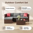 thumbnail image 6 of Patio Furniture Set Clearance - Lofka 5-Piece All Weather Wicker Patio Conversation Set with Removable Cushions, Tempered Glass Table, 2 Pillows, Gray, 6 of 15
