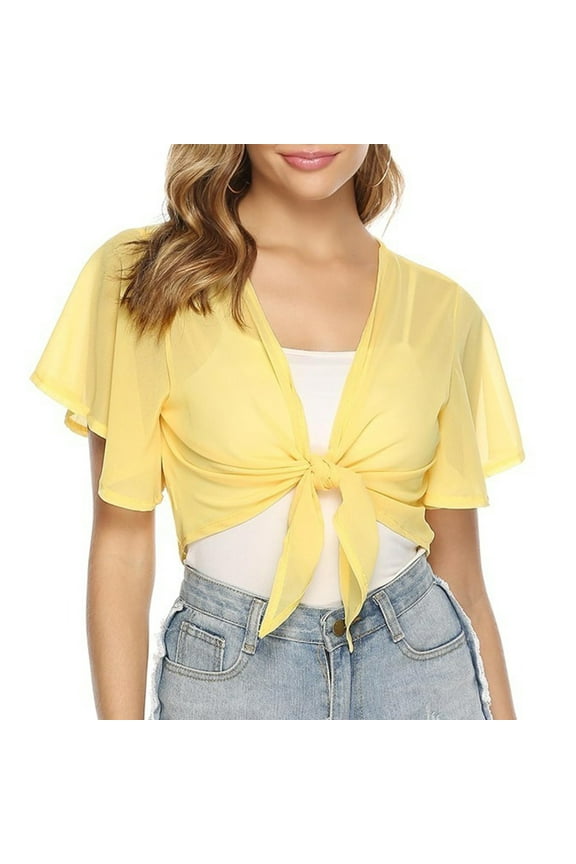 Women's Lightweight Chiffon Boleros Jackets Shrug Cardigan for Summer Outfits