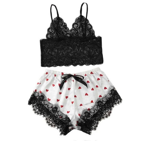 

Homenesgenics Womens Jumpsuits and Rompers Plus Size Women s Casual Satin Lace Stitching Housewear Sexy Suspender Vest Suit