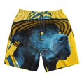 thumbnail image 2 of Honeii's Stylish Yellow Dog Print Men's Casual Shorts with Drawstring，Swim Trunks Quick Dry Beach Shorts, 2 of 5