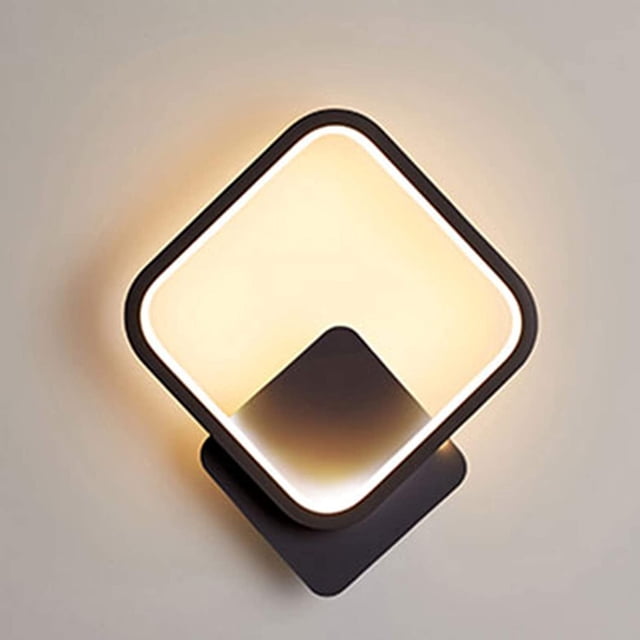 Lámpara de pared LED cuadrada para interiores Yafido, 12 W, luz blanca cálida, 3000 K, moderna, para escaleras, dormitorios, salas de estar, pasillos, color negro