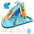 thumbnail image 1 of VEVOR Inflatable Bounce House, 11.6 x 13.1 x 7.7 ft Inflatable Bounce House Water Slide, Bouncer Castle with Bounces Zone, Climbing Wall, Splash Pool & Water Ring Toss, for 3 to 4 Kids Ages 3 to 8, 1 of 9