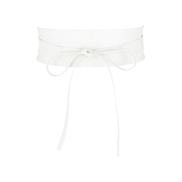 Cinturón Obi de Cuero Sintético para Mujeres Inspire Chic para Vestido de Noche Color Crema Talla Única