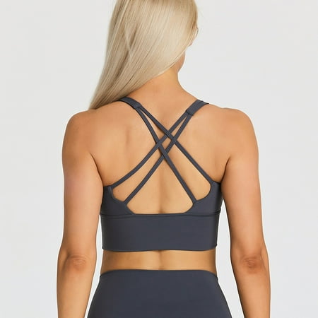 New fitness bra with chest pad sexy crisscross back sports underwear nude yoga clothes for women.
