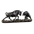 thumbnail image 2 of Estatua de oso y toro Feng Shui, figura de toro, decoración de vaca moderna de fina mano de obra Cobre 28x8x11.5cm, 2 of 9