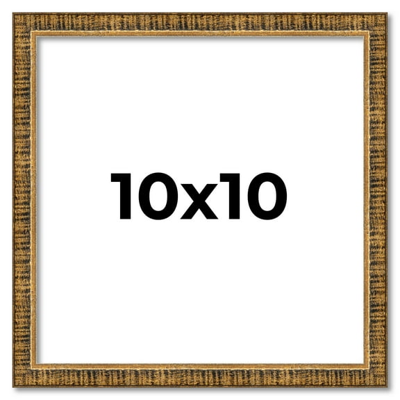 10x10 Frame Gold Kingsley Distressed Solid Wood Picture Frame Width 0.75 Inches | Interior Frame