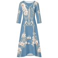 thumbnail image 4 of Huowey Halloween Witch Women Gothic Skeleton Dresses Flowy Elegant Cosplay Party Gown Long Sleeve V-Neck Soft Trick Or Treat Dress,Light Blue,S, 4 of 5