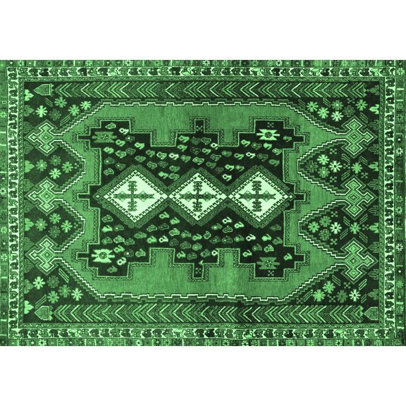 Ahgly Company Indoor Rectangle Persian Emerald Green Traditional Area Rugs, 5' x 7'