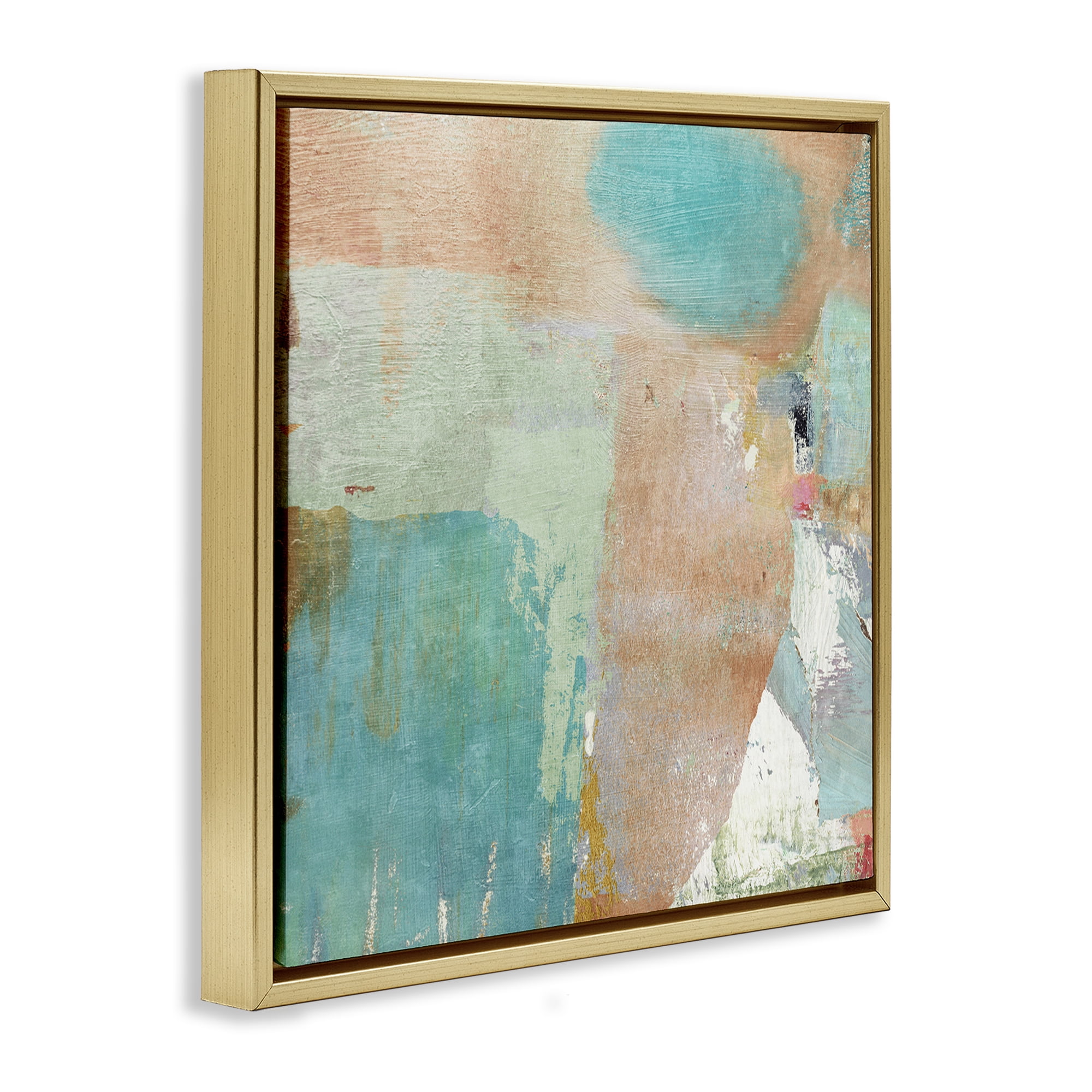 Stupell Industries Rustic Paint Strokes Abstract Painting Gold Floater Framed Canvas Art Print Wall Art, 18 x 18