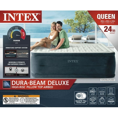 Intex 24 Dream Lux Pillow Top Dura-Beam Airbed Mattress with Internal Pump - Queen