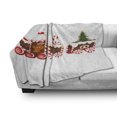 thumbnail image 3 of Christmas Soft Flannel Fleece Throw Blanket, Train Gingerbread Cream Candy Cartoon Toys Snowflakes Presents, Cozy Plush for Indoor and Outdoor Use, 60" x 80", White Brown Vermilion, by Ambesonne, 3 of 6