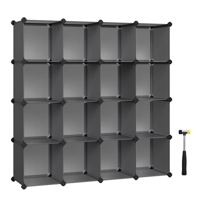 Organizador de almacenamiento en forma de cubo SONGMICS, juego de 16 unidades, plástico, gris