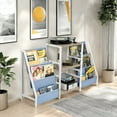 thumbnail image 3 of FurnitureR Multifunctional Magazine Rack with Center Display Shelf, 3-Tier Fabric Book Organizer & Record Player Stand, Modern Bookshelf Storage Unit for Living Room or Office, 3 of 8
