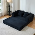 thumbnail image 4 of CQSXDA Foldable 59 Inch Corduroy Sofa Bed With Cylindrical Pillow And Fixed Frame For Living Room Or Bedroom Use, Black, 4 of 15