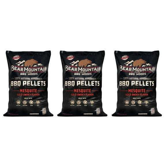 Bear Mountain BBQ 20 Lb Natural Hardwood Mesquite Smoker Pellets (3 Pack)