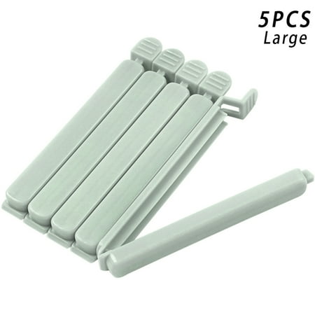 

CKCL 5Pcs Food Bag Clips Househould Food Snack Storage Sealing Bag Clips Sealer Clamp Kitchen Tool(Green L)