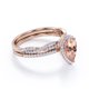thumbnail image 3 of JeenMata Anillo de Bodas con Halo Pavé Morganita y Moissanita en Forma de Lágrima de 1,5 ct Melocotón: Conjunto de Anillo de Bodas con Cuerpo Retorcido Infinito: Baño de Oro Rosa de 18 K sobre Plata, 3 of 6