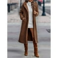 thumbnail image 5 of Female Fuzzy Fleece Lapel Open Front Long Cardigan Coat Fur Warm Winter Outwear Jackets Chestnut Color XL, 5 of 7