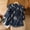 Navy, variant on Women's Floral Embroidered Collar Blouse Linen Look 3/4 Sleeve Vintage Button Down Patchwork Peasant Blouses