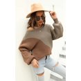 thumbnail image 4 of Women Sweaters-Oversized Chunky Knit Color Block Drop Shoulder Batwing Sleeve Pullover Sweater Tops, 4 of 6