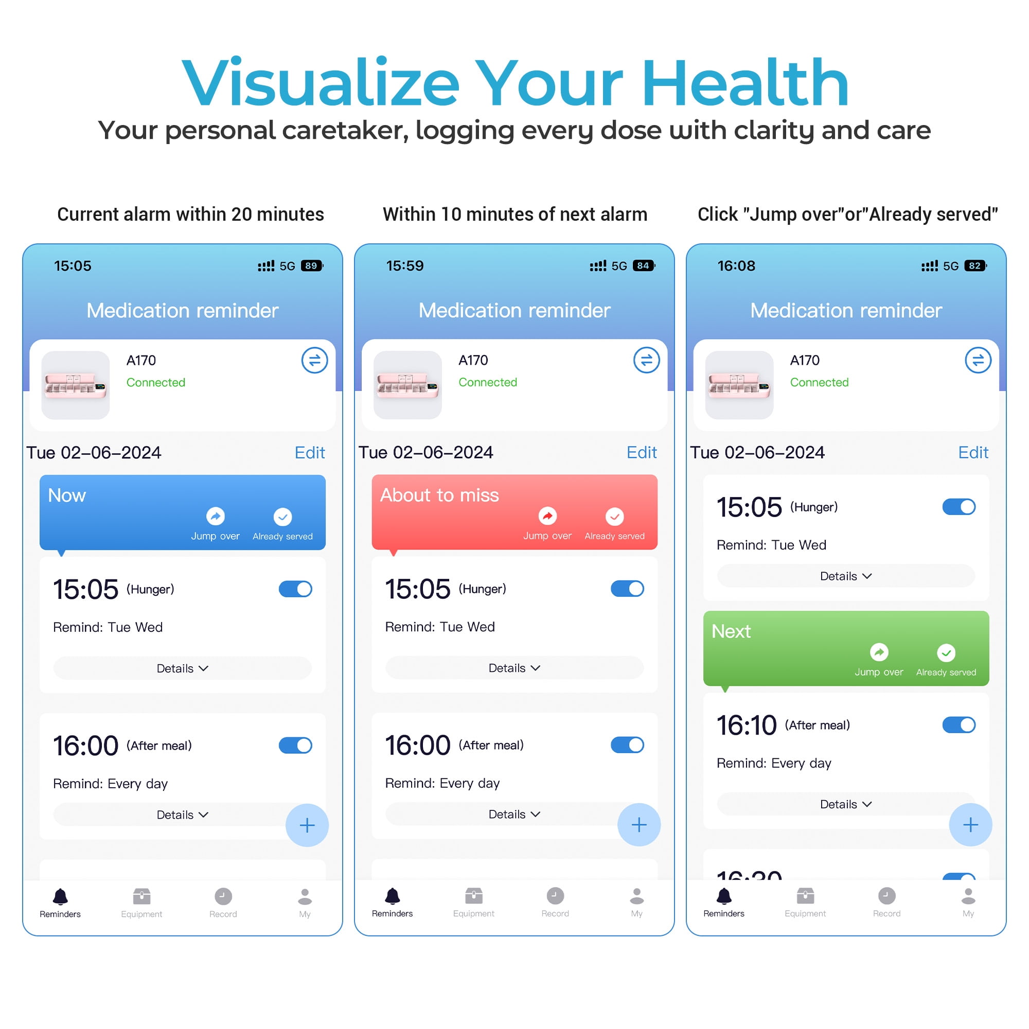 Bluetooth Electronic Pill Dispenser with Alarm, Smart Pill Organizer with Reminder&Light, Pill Timer Tracker, Automatic Medication Dispenser, Weekly 7 Day Pill Case 1 Time a Day for Travel