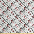 thumbnail image 1 of Geometric Fabric by the Yard, Complex Grid Pattern with Modern Design Squares and Chevron Details, Decorative Upholstery Fabric for Chairs & Home Accents, Charcoal Grey White Red by Ambesonne, 1 of 4