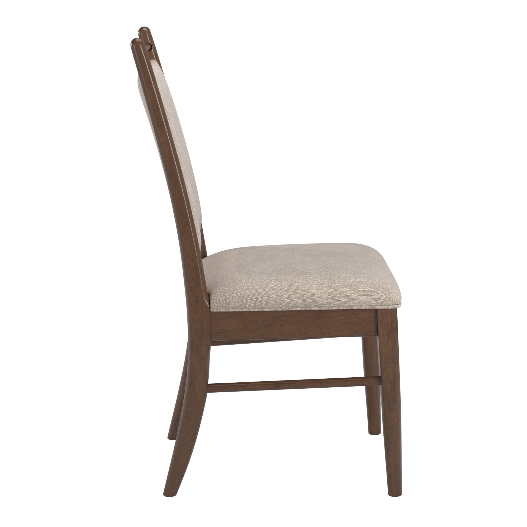 Weston Home Alta Wood Finish Beige Fabric Dining Chair, Set of 2, Walnut
