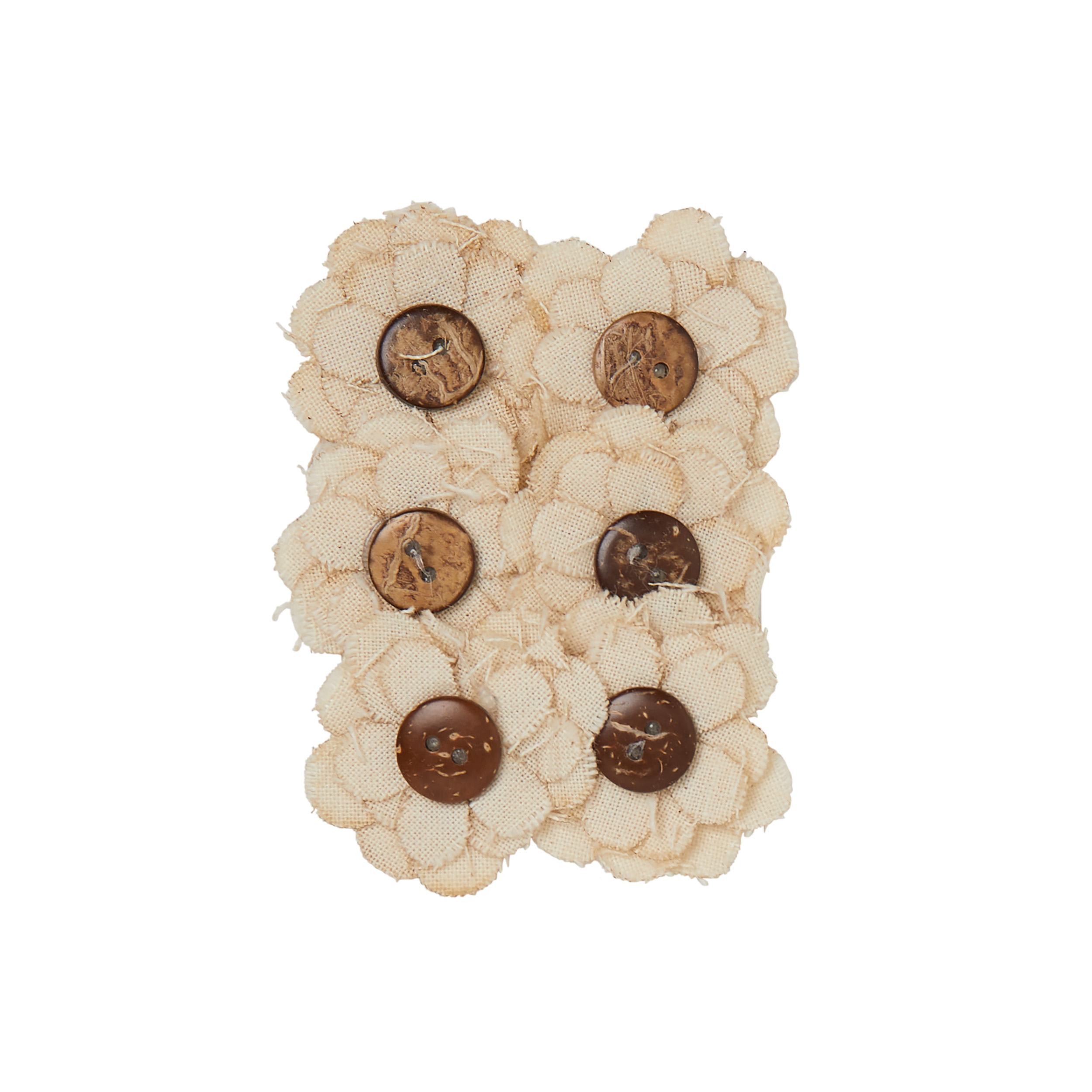 Offray Accessories, Natural Linen Flower with Button Center Accessory for Crafting, 6 Count