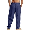 thumbnail image 4 of Blmnix Low Rise Pants for Men Travel Pants Baggy Beach Pants Palazzo Leggings Straight-Leg Blue Long Summer Pants,S, 4 of 8