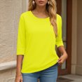 thumbnail image 6 of Towmus Womens Tops 3/4 Sleeve Solid Color Crew Neck T Shirt Oversized Casual Women Blouse Business Work Summer Dresses S-3XL Under $6, 6 of 6