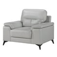 thumbnail image 3 of Mica 36 Inch Accent Chair- Metal Legs Light Gray Top Grain and Faux Leather, 3 of 5
