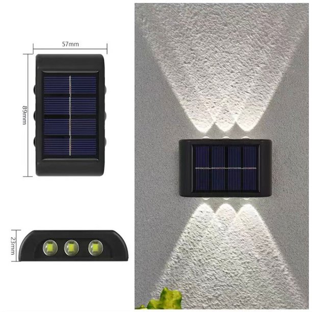 Lámpara Solar de pared para exteriores, luces solares impermeables con lente convexa hacia arriba y hacia abajo, iluminación para jardín, calle, paisaje, balcón, exterior, Dec