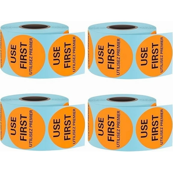 L LIKED 2000 Pcs Use First Circle Stickers 1.5 inch Round Inventory Control Labels for Restaurant Food Service 4 Rolls (Orange)