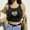 Black, variant on KOMOO Women Tank Crop Top Mushroom Heart Print Camisole Tank Top Sleeveless Strap Slim Vest Tee