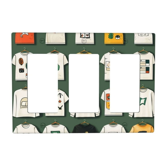 Hand Drawn Clothes Switch Cover Decorative Wall Plate 3-Gang Standard Size