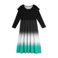 thumbnail image 5 of Abcomgle Girls Maxi Dresses Casual Patchwork Ruffle Long Sleeve Girls Long Dresses Gradient Crew Neck Sundresses Basic Tiered Dresses with Pockets,7-8 Years Mint Green, 5 of 5