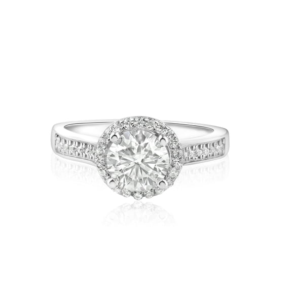 Rhodium Plated 925 Sterling Silver 1 Carat Clear Moissanite Ring Band White CZ Female Size 8