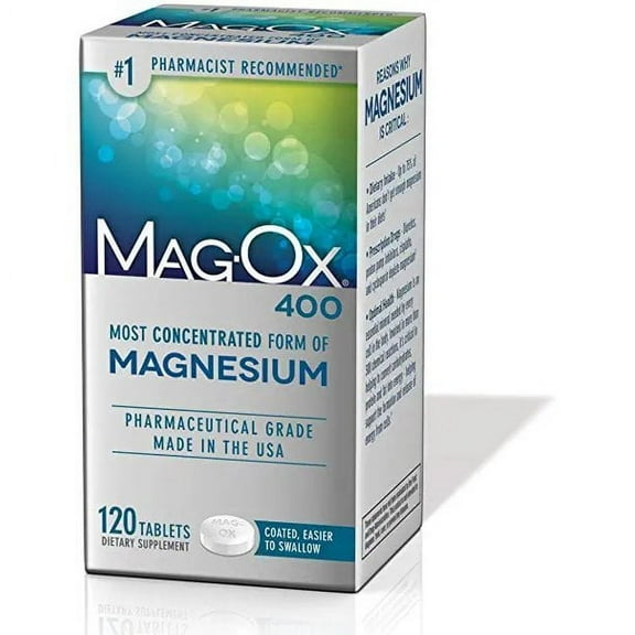 MagOx 400 Magnesium Oxide Dietary Supplement 120 Tablets Sugar and Gluten free Pack of 6