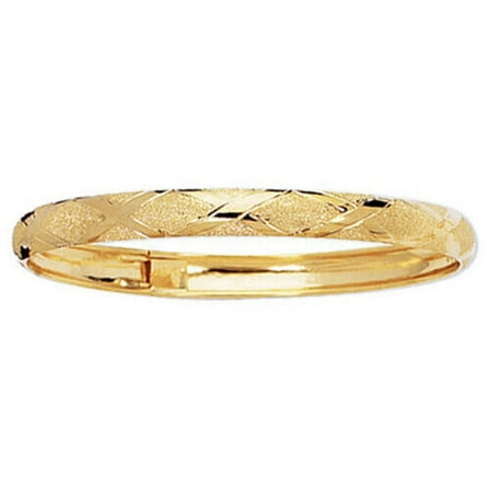 10K 8in Yellow Gold Diamond Cut/Textured Bangle with Latch Clasp, Approx 5g