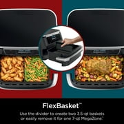 Ninja Foodi 4-in-1 Air Fryer, 7-Qt MegaZone FlexBasket, 4 Functions, Smart Finish Cook 2 Foods 2 Ways, Air Fry, Roast, DZ070 Black