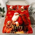 thumbnail image 2 of Manfei Retro Santa Claus Twin Sheet Sets,Merry Xmas Twin Fitted Sheet,Christmas Gifts Flat Sheet For Teens,Luxury Bedroom Decor,3-Piece, 2 of 7