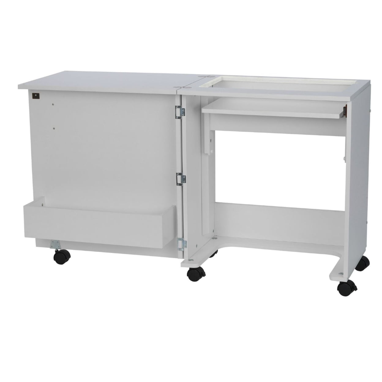Arrow Cabinets Adjustable Judy Sewing and Craft Table with Storage, White