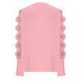 thumbnail image 6 of YUGYXL Women Long Sleeve Shirt Elegant Sheer Mesh Blouse Shirred Slim Fit Fall Tops Holiday Pullover Pink M, 6 of 7