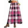 thumbnail image 6 of THDHVS Women's Skirts,Long Plaid Wool Skirt for Womens Winter Fall Warm High Elastic Waist A line Flared Pleated Wool Tartan Skirts,Skirts for Women Trendy, 6 of 8