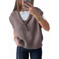 thumbnail image 2 of Womens Fall Fashion Sweater Tops Trendy Western Knit Business Casual Work Cap Sleeve Vest Cute Outfits Tops Khaki M, 2 of 9
